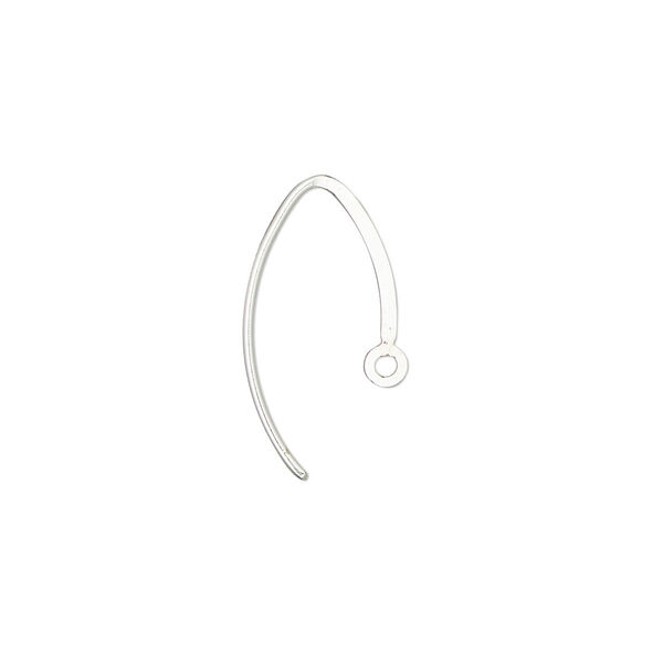 Ear wire, sterling silver, 16mm flat marquise with closed loop, 20 gauge. Sold per pair. image number 0