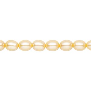 Pearl, cultured freshwater (dyed), apricot, 5x3mm-6x3mm rice with 0.4-0.6mm hole, D grade, Mohs hardness 2-1/2 to 4. Sold per 15-inch strand.