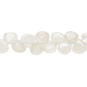 Goshenite 1pkg1, hand-cut top-drilled puffed teardrop bead natural 14 inch 6-7mm