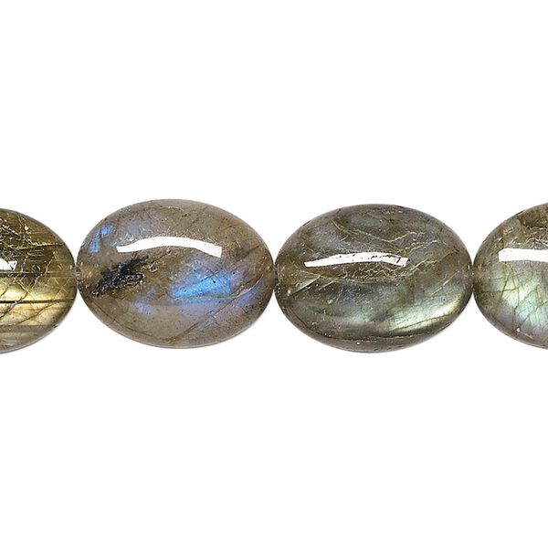 Labradorite 1pkg1, flat oval bead natural 8 inch 16x12mm image number 0