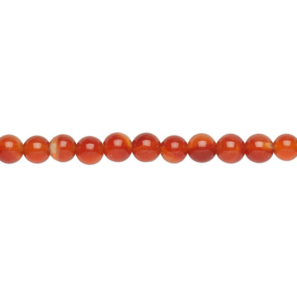 Bead, red agate (dyed / heated), 4mm round, B grade, Mohs hardness 6-1/2 to 7. Sold per 15-1/2" to 16" strand. image number 0