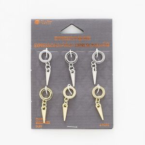 Focal, silver- and gold-finished "pewter" (zinc-based alloy) and steel, 30x11mm open round with spike. Sold per pkg of 6.