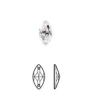 Sew-on 2pk crystal foil back, Crystal Passions® 12x6mm navette 3223