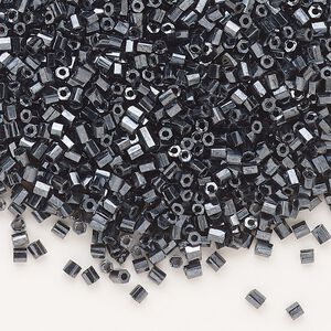 Seed bead, Dyna-Mites™, glass, pkg/1/2kg, #11 2-cut hex, opaque iris silver, (928 11/0 2CUT).