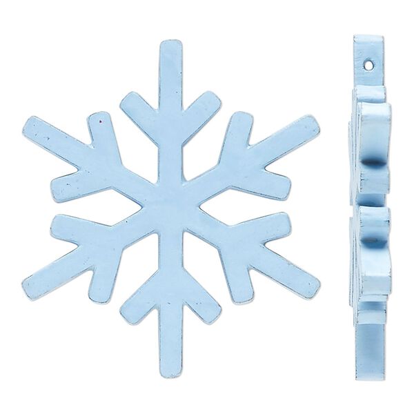 Focal, painted mango wood, sky blue, 57x50mm side-drilled snowflake. Sold per pkg of 2. image number 0