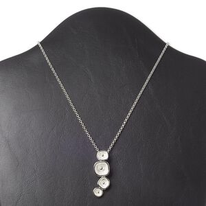 Necklace, silver-finished "pewter" (zinc-based alloy), 43x15mm freeform squares, 16 inches with 3-inch extender chain and lobster claw clasp. Sold individually.