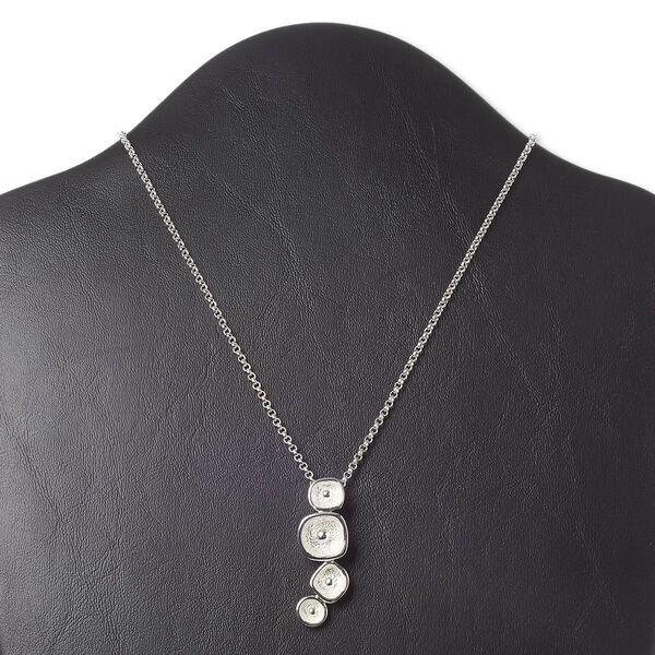 Necklace, silver-finished "pewter" (zinc-based alloy), 43x15mm freeform squares, 16 inches with 3-inch extender chain and lobster claw clasp. Sold individually. image number 0