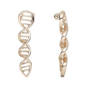Charm, gold-finished pewter (tin-based alloy), 33.5x8mm helix with (2) hidden loops. Sold per pkg of 2.
