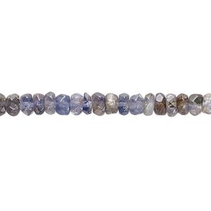 Iolite 1pkg1, faceted hand-cut rondelle bead natural 13 inch 4x3mm
