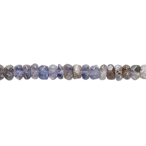 Iolite 1pkg1, faceted hand-cut rondelle bead natural 13 inch 4x3mm image number 0