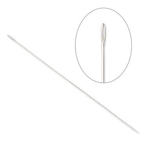 Needle, John James, nickel-plated steel, #13 with 0.41mm eye width, 1-15/16 inches. Sold per pkg of 25.