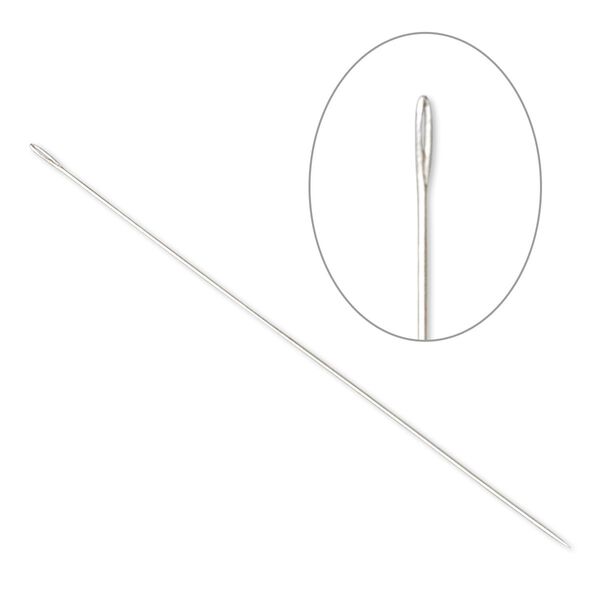 Needle, John James, nickel-plated steel, #13 with 0.41mm eye width, 1-15/16 inches. Sold per pkg of 25. image number 0