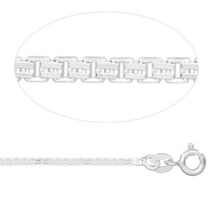 Chain 1pkg1 sterling silver Venetian box, 1.4mm double / mixed clasp, Gossamer™ 20 inch