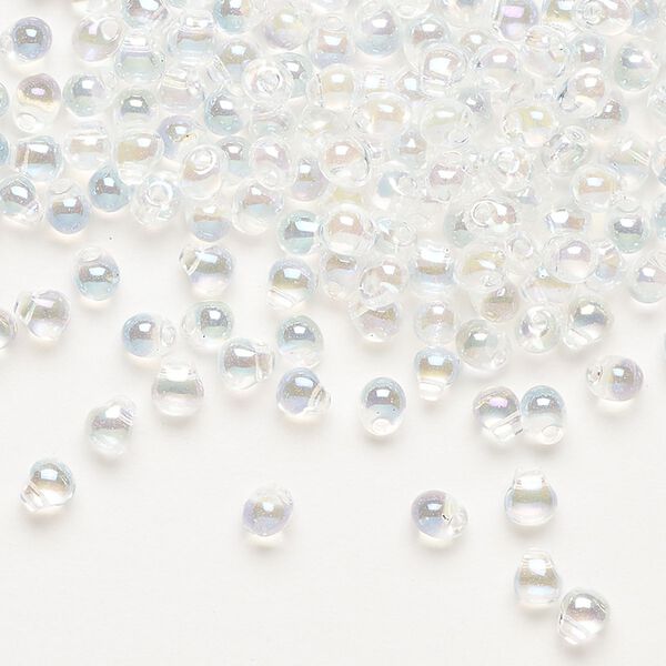 Seed bead, Miyuki, glass, pkg/250g, 4x3.4mm fringe, translucent rainbow clear (DP-250). image number 0