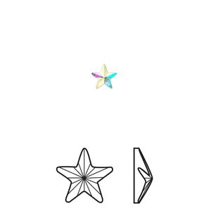 Flat back 6pk crystal AB foil back, Crystal Passions® hotfix rhinestone 5.5x5mm rivoli star 2816