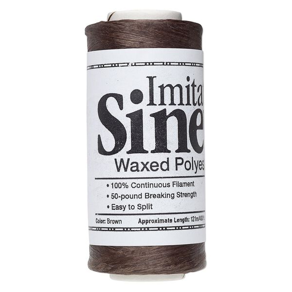 Cord, imitation sinew and waxed polyester, brown, 2mm diameter, 50-pound test. Sold per 400-foot spool. image number 0