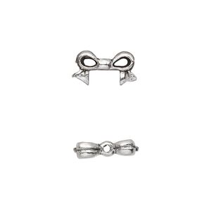 Bead, antique silver-plated pewter (tin-based alloy), 13x7mm bow, fits 6mm cube bead. Sold per pkg of 4.