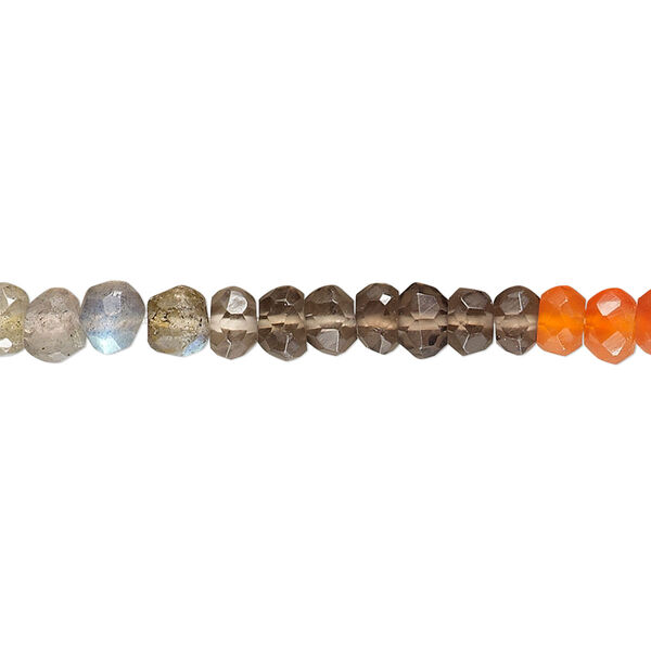 Multi-gemstone 1pkg1, hand-cut faceted rondelle bead 14 inch 4x2mm-5x3mm image number 0
