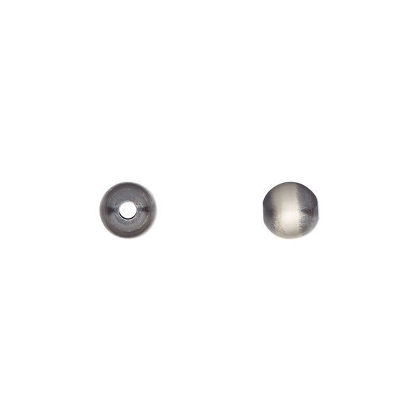 Bead, Navajo pearl style, brushed oxidized sterling silver, 6mm round. Sold per pkg of 2. image number 0