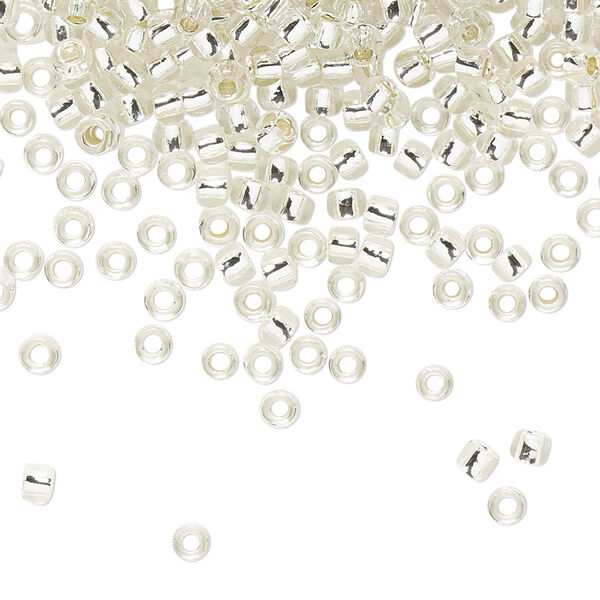 Seed bead, TOHO BEADS®, glass, pkg/50g, #8 round, transparent silver-lined crystal clear (TR-08-21). image number 0