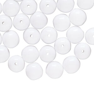 Bead 1pkg50 Czech glass druk, opaque white, 8mm round.