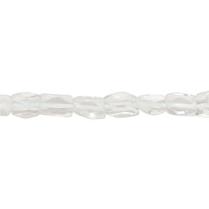 Goshenite 1pkg1, hand-cut faceted rectangle tube bead, 13 inch 7x3mm-8x6mm