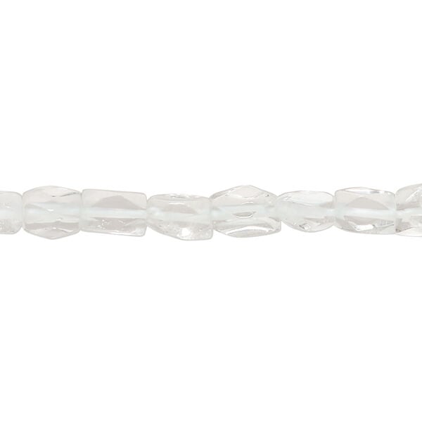 Goshenite 1pkg1, hand-cut faceted rectangle tube bead, 13 inch 7x3mm-8x6mm image number 0