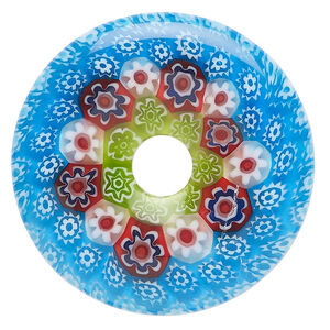 Focal, millefiori glass 1pkg1, translucent multicolored, 39-40mm undrilled donut.