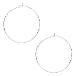 Hoop, silver-plated brass, 25mm round, 23 gauge. Sold per pkg of 50 pairs.