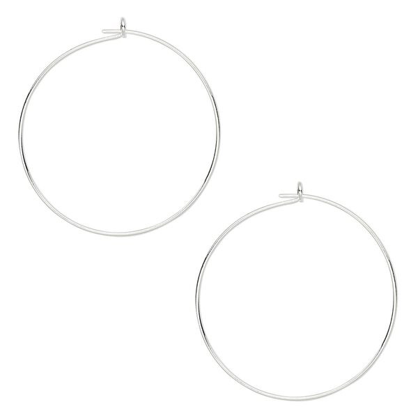 Hoop, silver-plated brass, 25mm round, 23 gauge. Sold per pkg of 50 pairs. image number 0
