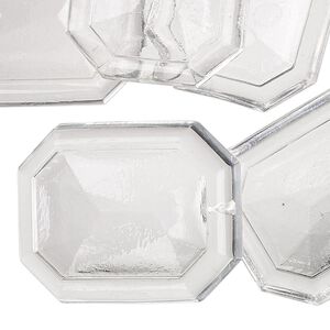 Embellishment, acrylic, transparent clear, 33x26mm flat octagon with 25x18mm octagon setting. Sold per pkg of 6.