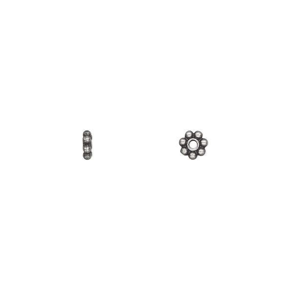 Bead, TierraCast®, pewter (tin-based alloy), 4x1.5mm beaded rondelle. Sold per pkg of 50. image number 0