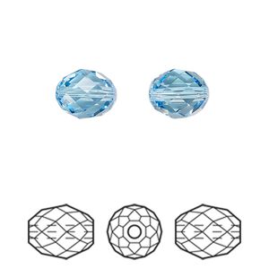 Bead 2pk aquamarine, Crystal Passions® 9.5x8mm olive briolette 5044