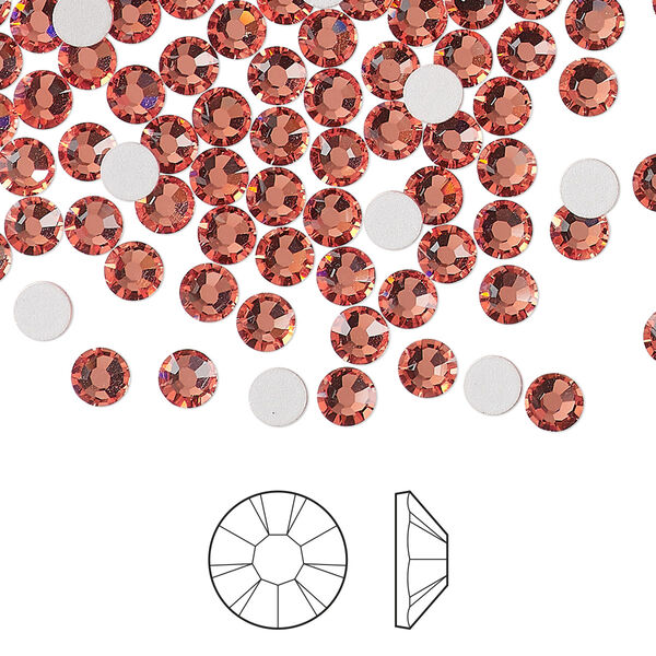 Flat back 1440pk rose peach foil back, Preciosa MAXIMA Czech crystal rhinestone 3.8-4mm chaton rose round SS16 image number 0