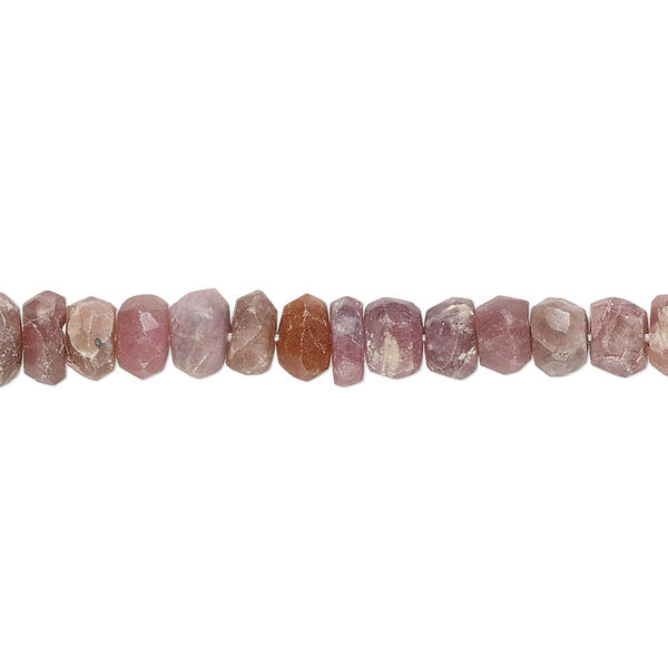 Bead, pink tourmaline (natural), 5x3mm-6x4mm hand-cut faceted rondelle, C grade, Mohs hardness 7 to 7-1/2. Sold per 14-inch strand, approximately 100 beads. image number 0