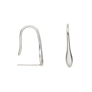 Ear wire, Amoracast®, sterling silver, 17mm fishhook with pendulum and 8mm peg, 20 gauge. Sold per pair.