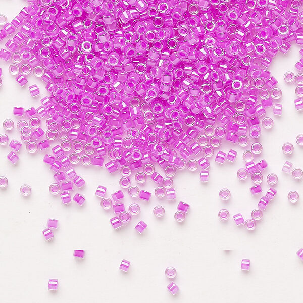 Seed bead, Delica®, glass, pkg/50g, #11 round, translucent luminous inside dyed color purple (DB-2038). image number 0