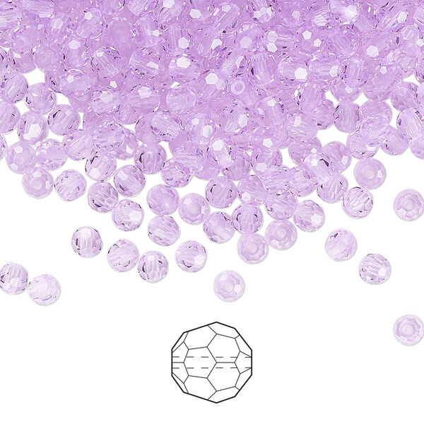 Bead 144pk violet, Preciosa Czech crystal 3mm round image number 0