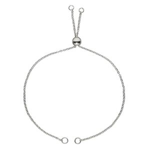 Bracelet component, silicone and stainless steel, clear, 1.5mm cable, 10-1/4 inches with 7mm round adjustable slider bead and 4 open loops. Sold individually.