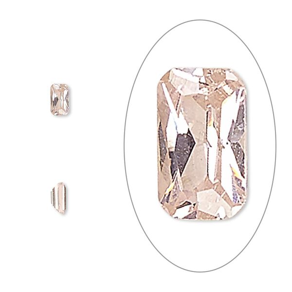 Gem, cubic zirconia, sapphire rose, 5x3mm faceted emerald-cut, Mohs hardness 8-1/2. Sold per pkg of 5. image number 0
