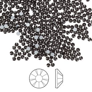 Flat back 144pk jet foil back, Preciosa MAXIMA Czech crystal rhinestone 1.7-1.9mm chaton rose round SS5