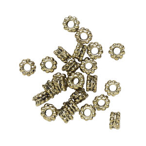 Bead 1pkg24 gold-finished "pewter", 5x3mm double beaded rondelle, antique