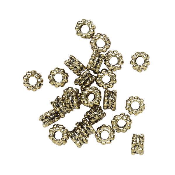 Bead 1pkg24 gold-finished "pewter", 5x3mm double beaded rondelle, antique image number 0