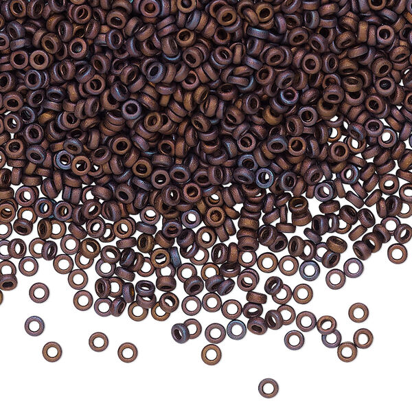 Seed bead, Miyuki, glass, pkg/10g, 2.2x1mm spacer rondelle, opaque iris purple, (SPR2.2-2005). image number 0