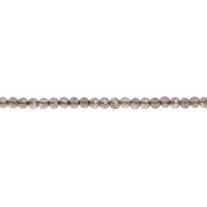 Smoky quartz 1pkg1, faceted round bead 13 inch 2-2.5mm