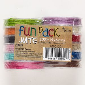 Jute 1pkg12, round cord assortment mixed colors 4.5m / 1mm
