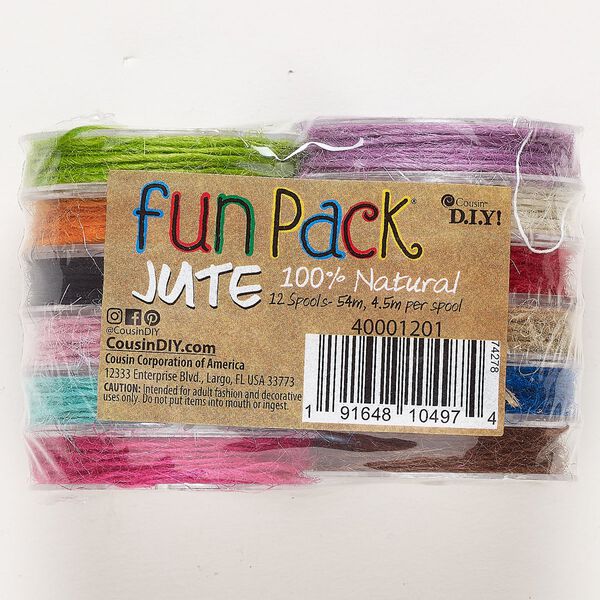 Jute 1pkg12, round cord assortment mixed colors 4.5m / 1mm image number 0