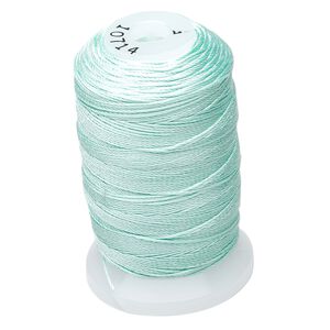 Thread, Purely Silk™, 3-ply, turquoise blue, size F. Sold per 140-yard spool.