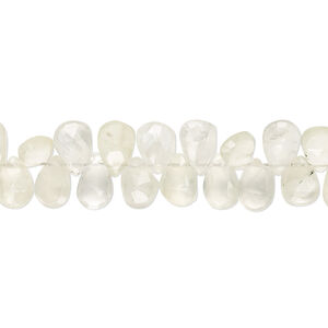 Prehnite 1pkg1, hand-cut top-drilled faceted teardrop bead natural 8 inch 7x4mm-8x6mm