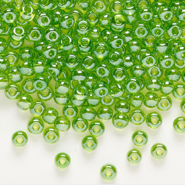 Seed bead, Preciosa Ornela Czech glass, pkg/50g, #6 rocaille, translucent luster green, (56430). image number 0